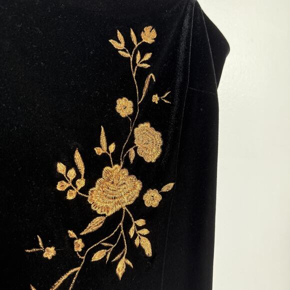 Arianna by Rachel Kaye Dress Womens 10 Velvet Embroidered Spaghetti Strap USA - Picture 3 of 8